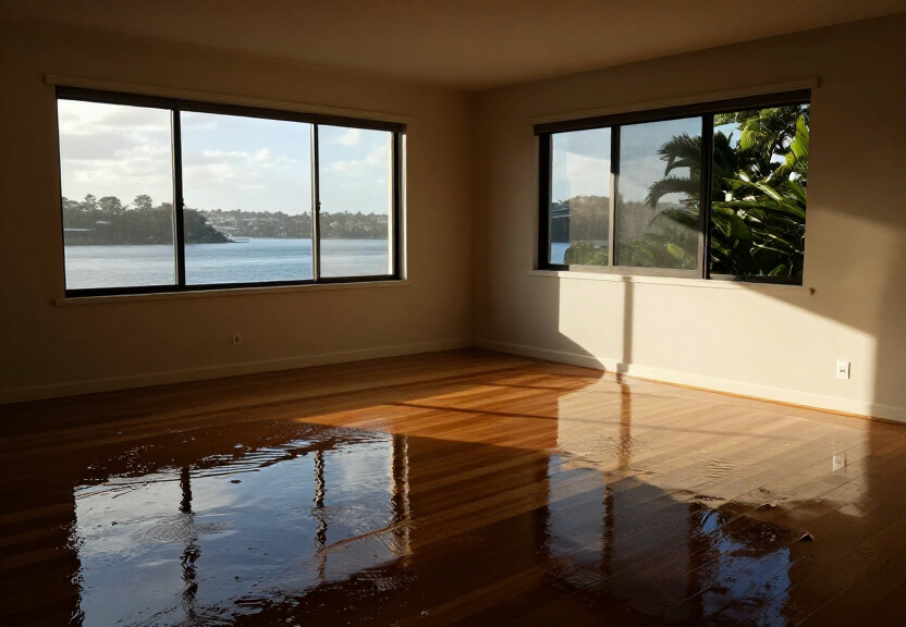 Water-damaged wall in a Kurnell home before drying